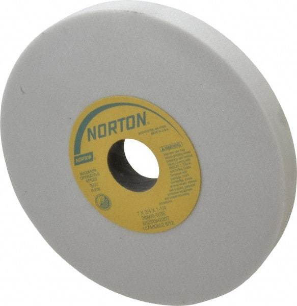 Norton - 7" Diam x 1-1/4" Hole x 3/4" Thick, I Hardness, 60 Grit Surface Grinding Wheel - Aluminum Oxide, Type 1, Medium Grade, 3,600 Max RPM, Vitrified Bond, No Recess - Eagle Tool & Supply