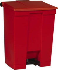 Rubbermaid - 18 Gal Rectangle Unlabeled Trash Can - 26-1/2" High x 19-3/4" Long x 16-1/8" Wide, Red, High-Density Polyethylene - Eagle Tool & Supply