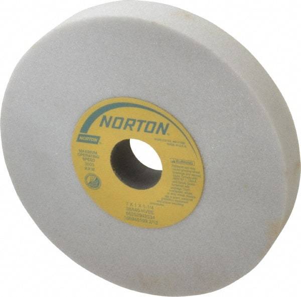 Norton - 7" Diam x 1-1/4" Hole x 1" Thick, H Hardness, 46 Grit Surface Grinding Wheel - Aluminum Oxide, Type 1, Coarse Grade, 3,600 Max RPM, Vitrified Bond, No Recess - Eagle Tool & Supply