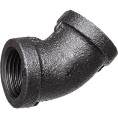 Black Pipe Fittings; Fitting Type: Elbow; Fitting Size: 1/4″; Material: Malleable Iron; Finish: Black; Fitting Shape: 45 ™ Elbow; Thread Standard: NPT; Connection Type: Threaded; Lead Free: No; Standards: ASME ™B1.2.1;  ™ASME ™B16.3