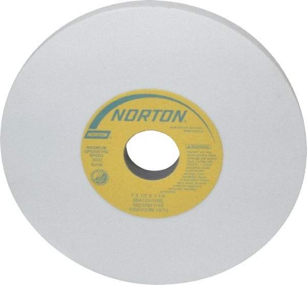 Norton - 7" Diam x 1-1/4" Hole x 1/2" Thick, I Hardness, 100 Grit Surface Grinding Wheel - Aluminum Oxide, Type 1, Fine Grade, 3,600 Max RPM, Vitrified Bond, No Recess - Eagle Tool & Supply