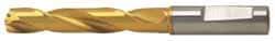 Guhring - 5.5mm 150° Solid Carbide Jobber Drill - TiN Finish, Right Hand Cut, Spiral Flute, Straight Shank, 2.598" OAL, Standard Point - Eagle Tool & Supply