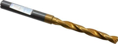 Guhring - 4.9mm 140° Solid Carbide Jobber Drill - TiN Finish, Right Hand Cut, Spiral Flute, Whistle Notch Shank, 82mm OAL, SU Point - Eagle Tool & Supply