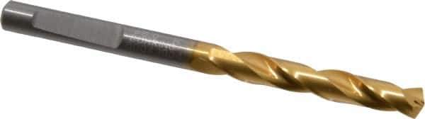 Guhring - 6mm 140° Solid Carbide Jobber Drill - TiN Finish, Right Hand Cut, Spiral Flute, Whistle Notch Shank, 82mm OAL, SU Point - Eagle Tool & Supply