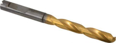 Guhring - 7.5mm 140° Solid Carbide Jobber Drill - TiN Finish, Right Hand Cut, Spiral Flute, Whistle Notch Shank, 91mm OAL, SU Point - Eagle Tool & Supply