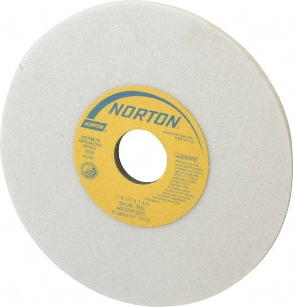 Norton - 7" Diam x 1-1/4" Hole x 1/4" Thick, I Hardness, 46 Grit Surface Grinding Wheel - Aluminum Oxide, Type 1, Coarse Grade, 3,600 Max RPM, Vitrified Bond, No Recess - Eagle Tool & Supply