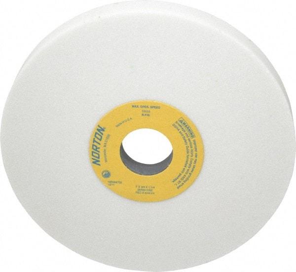 Norton - 7" Diam x 1-1/4" Hole x 3/4" Thick, I Hardness, 60 Grit Surface Grinding Wheel - Aluminum Oxide, Type 5, Medium Grade, 3,600 Max RPM, Vitrified Bond, One-Side Recess - Eagle Tool & Supply
