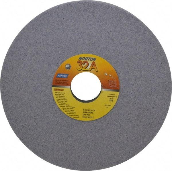 Norton - 7" Diam x 1-1/4" Hole x 3/4" Thick, I Hardness, 60 Grit Surface Grinding Wheel - Aluminum Oxide, Type 5, Medium Grade, 3,600 Max RPM, Vitrified Bond, One-Side Recess - Eagle Tool & Supply