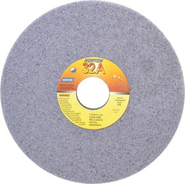 Norton - 7" Diam x 1-1/4" Hole x 3/4" Thick, J Hardness, 46 Grit Surface Grinding Wheel - Aluminum Oxide, Type 5, Coarse Grade, 3,600 Max RPM, Vitrified Bond, One-Side Recess - Eagle Tool & Supply