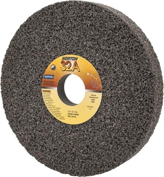 Norton - 7" Diam x 1-1/4" Hole x 1" Thick, G Hardness, 46 Grit Surface Grinding Wheel - Aluminum Oxide, Type 5, Coarse Grade, 3,600 Max RPM, Vitrified Bond, One-Side Recess - Eagle Tool & Supply