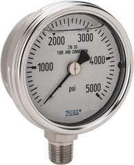 Wika - 2-1/2" Dial, 1/4 Thread, 0-5,000 Scale Range, Pressure Gauge - Lower Connection Mount, Accurate to 2-1-2% of Scale - Eagle Tool & Supply