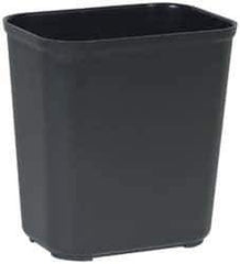 Rubbermaid - 28 Qt Black Rectangle Trash Can - Fiberglass, 14" High x 16-1/2" Long x 9" Wide - Eagle Tool & Supply