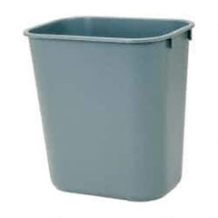 Rubbermaid - 14 Qt Gray Rectangle Trash Can - Polyethylene, 12-1/8" High x 11-3/8" Long x 8-1/4" Wide - Eagle Tool & Supply