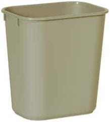 Rubbermaid - 14 Qt Beige Rectangle Trash Can - Polyethylene, 12-1/8" High x 11-3/8" Long x 8-1/4" Wide - Eagle Tool & Supply