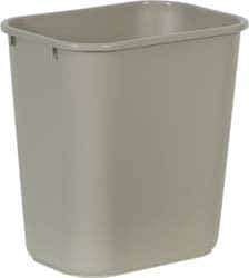 Rubbermaid - 28 Qt Beige Rectangle Trash Can - Polyethylene, 15" High x 14-3/8" Long x 10-1/4" Wide - Eagle Tool & Supply