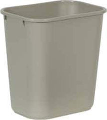 Rubbermaid - 28 Qt Beige Rectangle Trash Can - Polyethylene, 15" High x 14-3/8" Long x 10-1/4" Wide - Eagle Tool & Supply