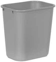 Rubbermaid - 28 Qt Gray Rectangle Trash Can - Polyethylene, 15" High x 14-3/8" Long x 10-1/4" Wide - Eagle Tool & Supply