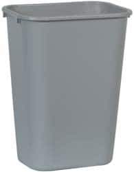 Rubbermaid - 41 Qt Gray Rectangle Trash Can - Polyethylene, 19-7/8" High x 15-1/4" Long x 11" Wide - Eagle Tool & Supply