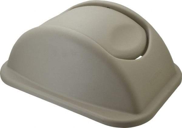 Rubbermaid - Dome Lid for Use with Rectangular Trash Cans - Beige, Polypropylene, For Untouchable Trash Cans - Eagle Tool & Supply