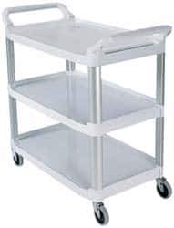 Rubbermaid - 300 Lb Capacity, 20" Wide x 40-5/8" Long x 38-13/16" High Standard Utility Cart - 3 Shelf, Plastic - Eagle Tool & Supply