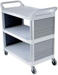 Rubbermaid - 300 Lb Capacity, 20" Wide x 40-5/8" Long x 39-13/16" High Standard Utility Cart - 3 Shelf, Plastic - Eagle Tool & Supply