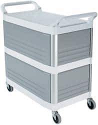 Rubbermaid - 300 Lb Capacity, 20" Wide x 40-5/8" Long x 40-13/16" High Standard Utility Cart - 3 Shelf, Plastic - Eagle Tool & Supply