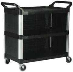 Rubbermaid - 300 Lb Capacity, 20" Wide x 40-5/8" Long x 41-13/16" High Standard Utility Cart - 3 Shelf, Plastic - Eagle Tool & Supply
