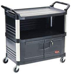 Rubbermaid - 300 Lb Capacity, 3 Shelf Equipment Cart - 20" Wide x 40-5/8" Deep x 37-13/16" High, Polypropylene - Eagle Tool & Supply