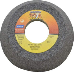 Norton - 4" Diam, 1-1/4" Hole Size, 1-1/2" Overall Thickness, 46 Grit, Type 11 Tool & Cutter Grinding Wheel - Coarse Grade, Aluminum Oxide, K Hardness, Vitrified Bond, 5,730 RPM - Eagle Tool & Supply