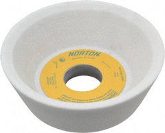 Norton - 5" Diam, 1-1/4" Hole Size, 1-3/4" Overall Thickness, 46 Grit, Type 11 Tool & Cutter Grinding Wheel - Coarse Grade, Aluminum Oxide, K Hardness, Vitrified Bond, 4,585 RPM - Eagle Tool & Supply