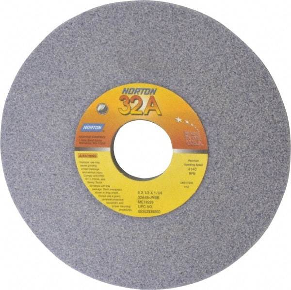 Norton - 6" Diam, 1-1/4" Hole Size, 1/2" Overall Thickness, 46 Grit, Type 12 Tool & Cutter Grinding Wheel - Coarse Grade, Aluminum Oxide, J Hardness, Vitrified Bond, 4,140 RPM - Eagle Tool & Supply