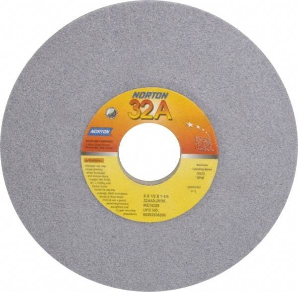 Norton - 6" Diam, 1-1/4" Hole Size, 1/2" Overall Thickness, 60 Grit, Type 12 Tool & Cutter Grinding Wheel - Medium Grade, Aluminum Oxide, J Hardness, Vitrified Bond, 4,140 RPM - Eagle Tool & Supply
