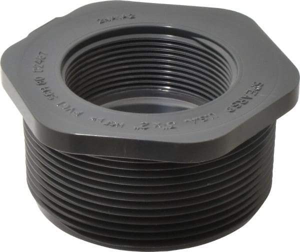 Value Collection - 3 x 2" PVC Plastic Pipe Reducer Bushing - Schedule 80, MIPT x FIPT End Connections - Eagle Tool & Supply