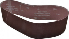 Norton - 4" Wide x 36" OAL, 120 Grit, Aluminum Oxide Abrasive Belt - Aluminum Oxide, Fine, Coated, X Weighted Cloth Backing, Series R228 - Eagle Tool & Supply