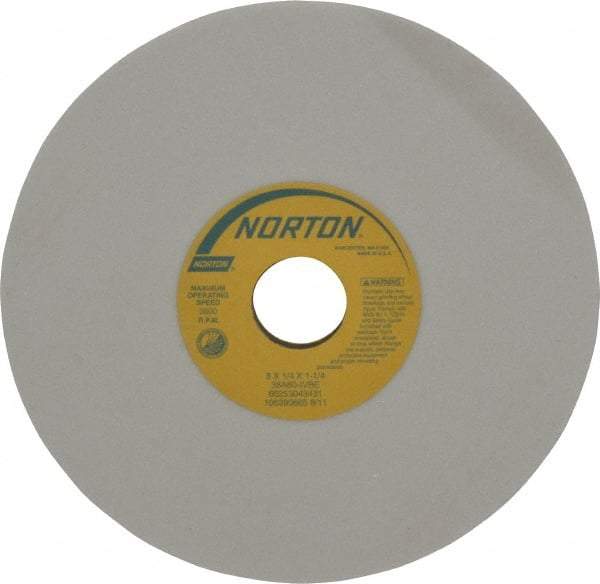Norton - 8" Diam x 1-1/4" Hole x 1/4" Thick, I Hardness, 60 Grit Surface Grinding Wheel - Aluminum Oxide, Type 1, Medium Grade, 3,600 Max RPM, Vitrified Bond, No Recess - Eagle Tool & Supply