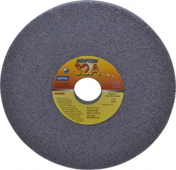 Norton - 8" Diam x 1-1/4" Hole x 1" Thick, I Hardness, 46 Grit Surface Grinding Wheel - Aluminum Oxide, Type 5, Coarse Grade, 3,105 Max RPM, Vitrified Bond, One-Side Recess - Eagle Tool & Supply