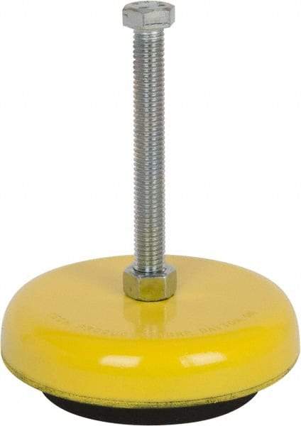 Tech Products - 1000 Lb Capacity, 1/2-13 Thread, Steel Stud, Studded Socket Mount Leveling Mount - 5" Stud Length, 4-3/4" Base Diam, Neoprene Pad, 1/2" Hex - Eagle Tool & Supply