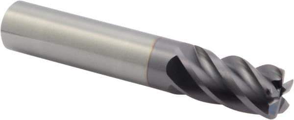 M.A. Ford - 1/2", 5 Flute, Single End, Solid Carbide, 0.06" Corner Radius End Mill - 3" OAL, 38° Helix, Right Hand Flute, 1" LOC, Right Hand Cut - Eagle Tool & Supply