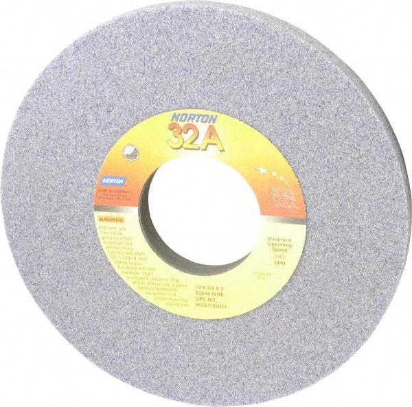 Norton - 10" Diam x 3" Hole x 3/4" Thick, I Hardness, 46 Grit Surface Grinding Wheel - Aluminum Oxide, Type 1, Coarse Grade, 2,485 Max RPM, Vitrified Bond, No Recess - Eagle Tool & Supply