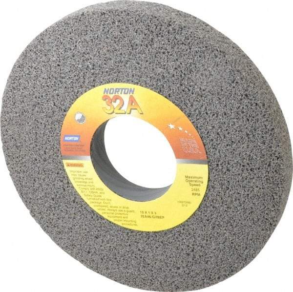 Norton - 10" Diam x 3" Hole x 1" Thick, G Hardness, 46 Grit Surface Grinding Wheel - Aluminum Oxide, Type 1, Coarse Grade, 2,485 Max RPM, Vitrified Bond, No Recess - Eagle Tool & Supply