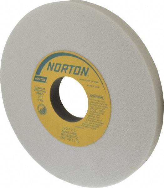 Norton - 12" Diam x 3" Hole x 1" Thick, I Hardness, 46 Grit Surface Grinding Wheel - Aluminum Oxide, Type 1, Coarse Grade, 2,070 Max RPM, Vitrified Bond, No Recess - Eagle Tool & Supply