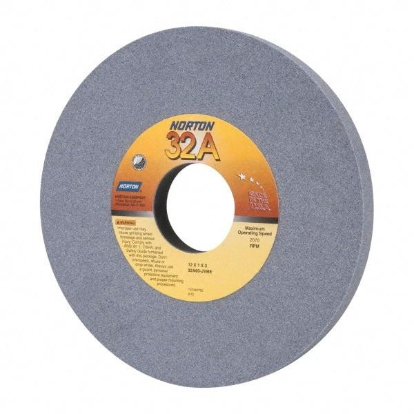 Norton - 12" Diam x 3" Hole x 1" Thick, J Hardness, 60 Grit Surface Grinding Wheel - Aluminum Oxide, Type 1, Medium Grade, 2,070 Max RPM, Vitrified Bond, No Recess - Eagle Tool & Supply