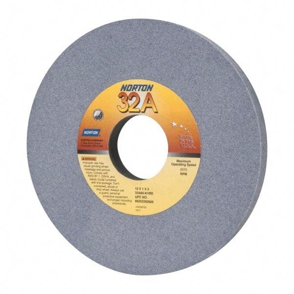 Norton - 12" Diam x 3" Hole x 1" Thick, K Hardness, 60 Grit Surface Grinding Wheel - Aluminum Oxide, Type 1, Medium Grade, 2,070 Max RPM, Vitrified Bond, No Recess - Eagle Tool & Supply