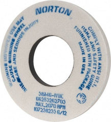Norton - 12" Diam x 5" Hole x 1" Thick, I Hardness, 46 Grit Surface Grinding Wheel - Aluminum Oxide, Type 1, Coarse Grade, 2,070 Max RPM, Vitrified Bond, No Recess - Eagle Tool & Supply