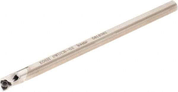 Iscar - 6.6mm Min Bore Diam, 100mm OAL, 6mm Shank Diam, E-SWUC Indexable Boring Bar - WCGT 0201.. Insert - Eagle Tool & Supply