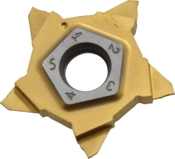 Iscar - 24N050J004PENTA J Grade IC1008, 0.5mm Cutting Width Carbide Grooving Insert - 2.5mm Max Depth of Cut, Neutral, 0.04mm Corner Radius, TiAlN/TiN Finish - Eagle Tool & Supply