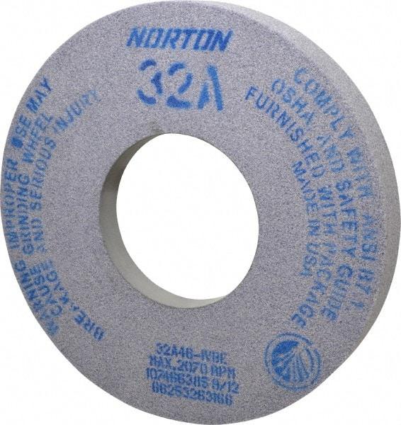Norton - 12" Diam x 5" Hole x 1-1/2" Thick, I Hardness, 46 Grit Surface Grinding Wheel - Aluminum Oxide, Type 5, Coarse Grade, 2,070 Max RPM, Vitrified Bond, One-Side Recess - Eagle Tool & Supply