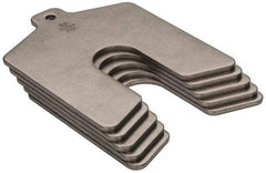 Made in USA - 5 Piece, 3 Inch Long x 3 Inch Wide x 0.1 Inch Thick, Slotted Shim Stock - Stainless Steel, 3/4 Inch Wide Slot - Eagle Tool & Supply