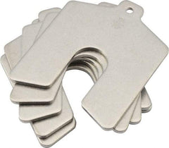 Made in USA - 5 Piece, 3 Inch Long x 3 Inch Wide x 0.125 Inch Thick, Slotted Shim Stock - Stainless Steel, 3/4 Inch Wide Slot - Eagle Tool & Supply