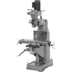 Jet - 7-7/8" Table Width x 35-3/4" Table Length, Step Pulley Control, 1 Phase Knee Milling Machine - R8 Spindle Taper, 1-1/2 hp - Eagle Tool & Supply